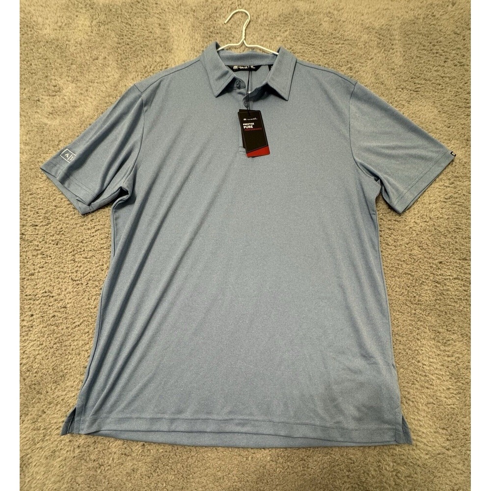 Travis Mathew Shirt XL Mens Blue Polo Collared Short Sleeve Stretch Golf